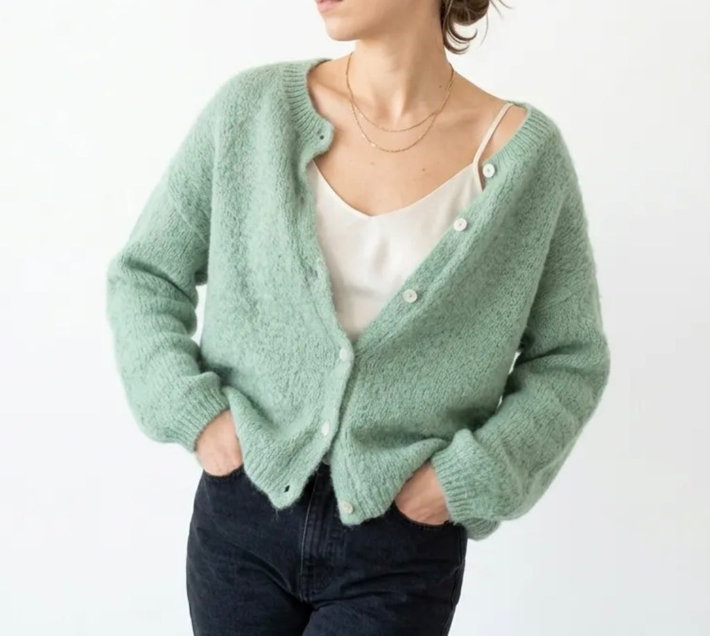 Cardigan misto Mohair girocollo