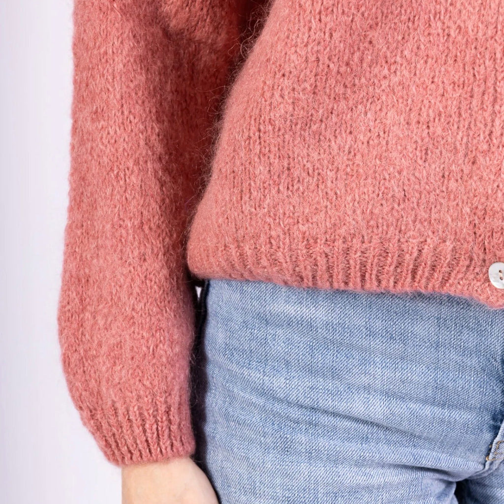 Cardigan misto Mohair girocollo