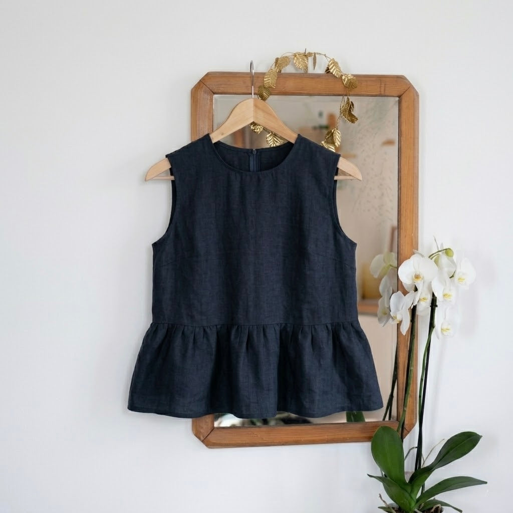 Top in lino con balza (+ colori)