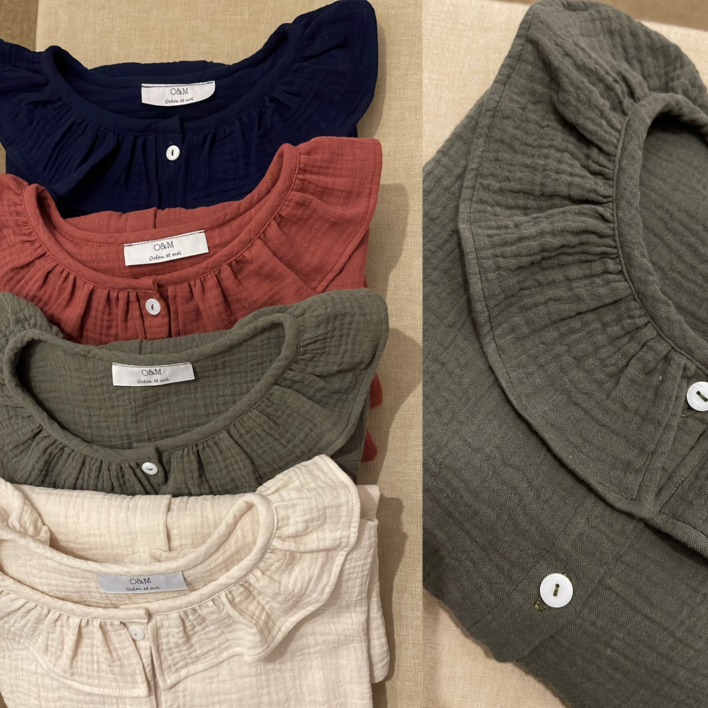 Camicia in garza colletto volant (+ colori)