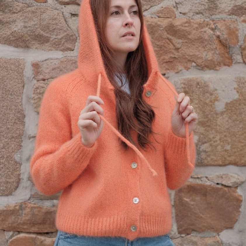 Cardigan cappuccio misto Mohair PREORDINE