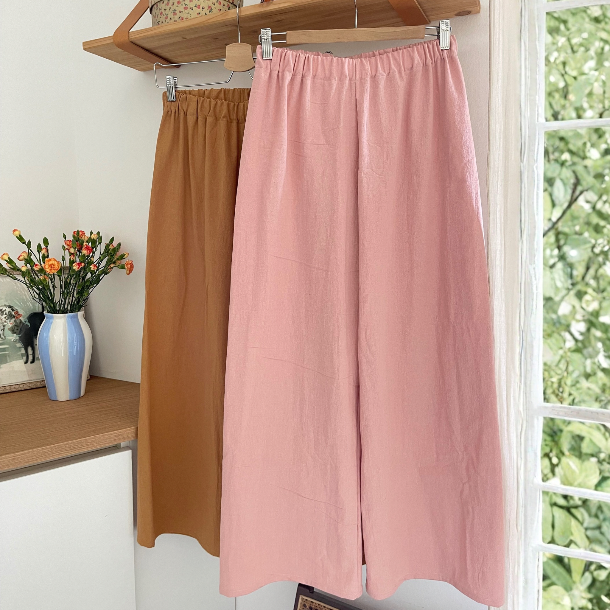 Pantaloni ampi cotone lavato (+ colori)